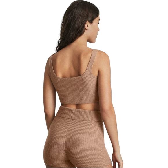 NWT! Everlane The Cozy Stretch Tank Crop Camel Top - Size Large - Picture 4 of 9